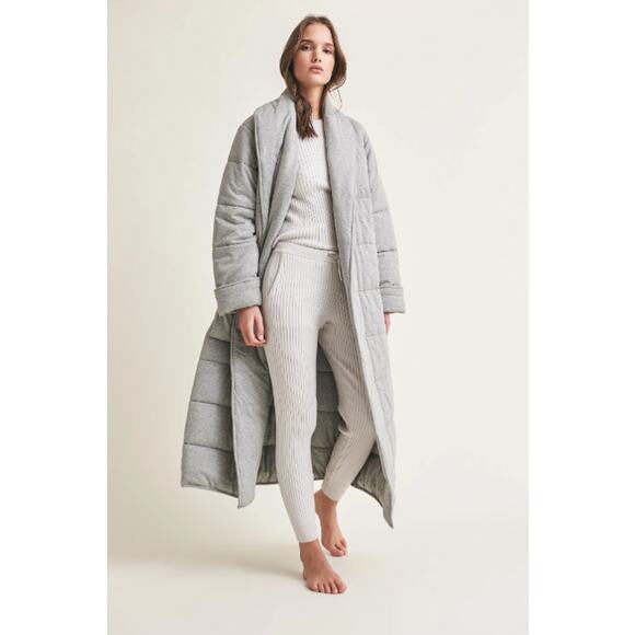 SKIN Unisex Sierra Belted Robe Size 0 XS Heather Grey...